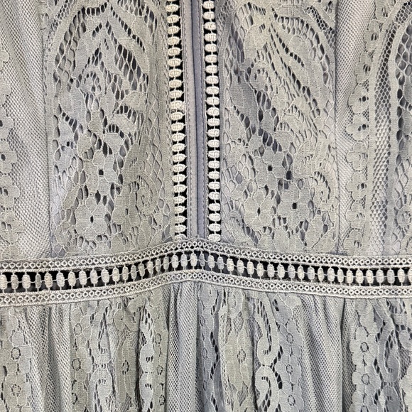 MEROKEETY V Neck Short Sleeve Floral Lace Wedding Dress A Line Boho Maxi Dress - Picture 8 of 9